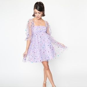 Smak Parlour Purple Confetti Baby Doll Party Dress